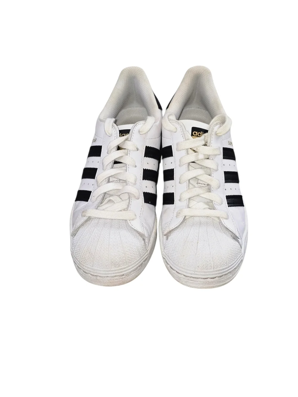 Adidas Big Kids White & Black Superstar Sneakers Size 5
